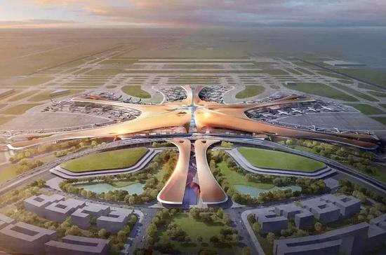 　北京新机场效果图，这是世界上最大、最雄伟的机场。